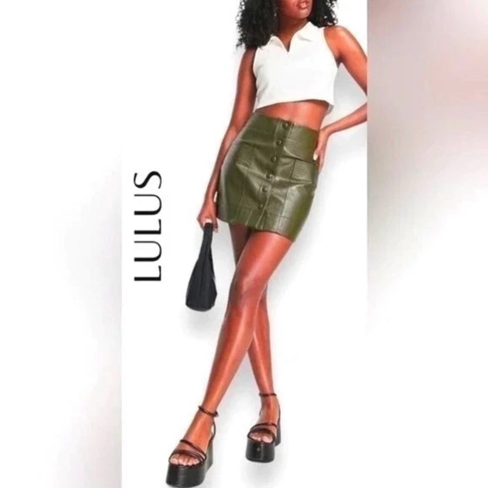 Lulu's Forest Green Button-Up Mini Skirt